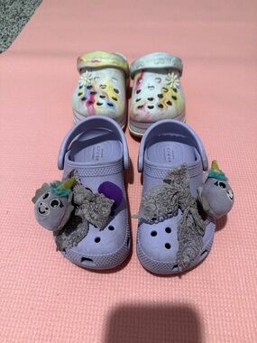 CROCS Lavender Clogs & off brand crocs tie dye play shoes